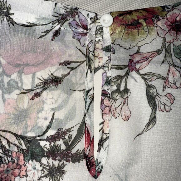 Forever21 Women's Floral Blouse Long Sleeve Semi Sheer - Small - Picture 6 of 8
